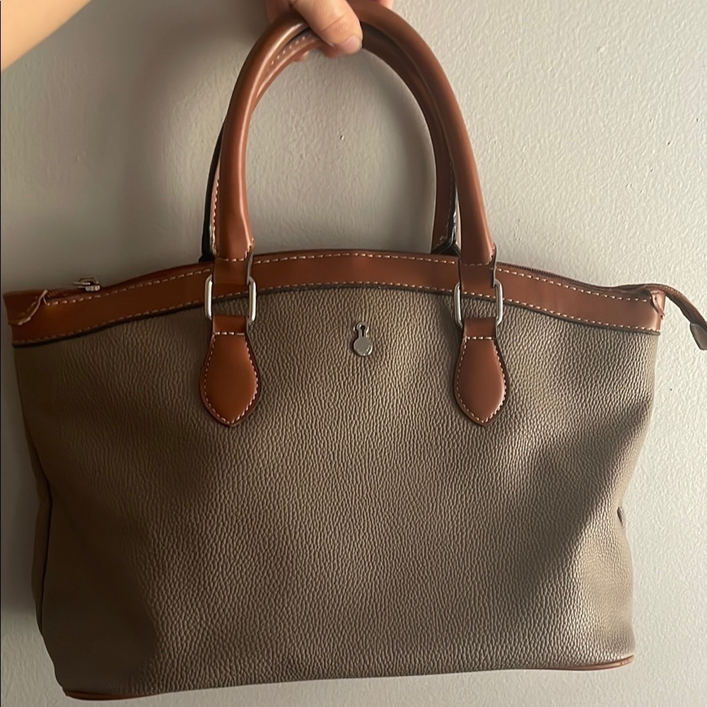 London Fog Brown and Tan Tote Bag
